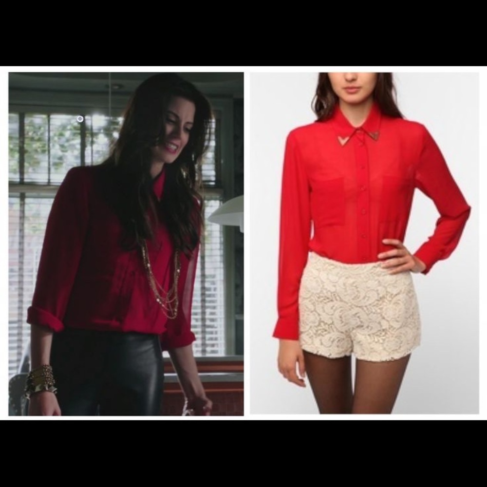 Urban Outfitters Nom De Plume By YaYa Kris Western Tipped Red Button Down Shirt - Picture 12 of 13